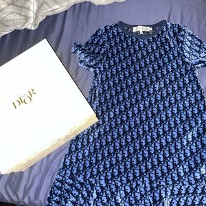 Toddler Girl Dior Velvet Blue Dress